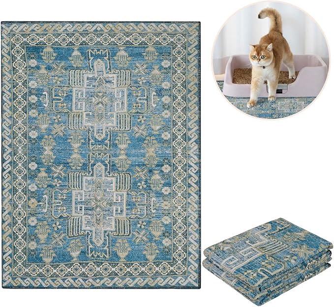 Lovewag Cat Litter Mat, Litter Box Mat, Blue Mesa, 36x48, 2 Pack | Washable litter mat cover, kitty litter mat & cat mat for litter box, litter trapping mat, prevents tracking, multi-cat - Image 8