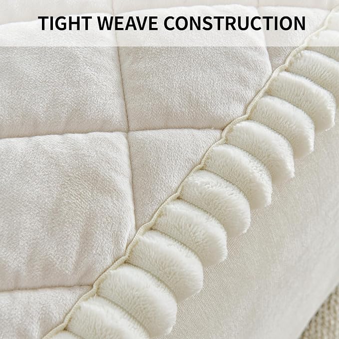 Deep Dream Pet Couch Covers for Dogs Washable, Fuzzy Couch Covers for 3 Cushion Sofa Pet Friendly, Non Slip Sofa Cover (White, 27.6" x 82.7") - Image 5