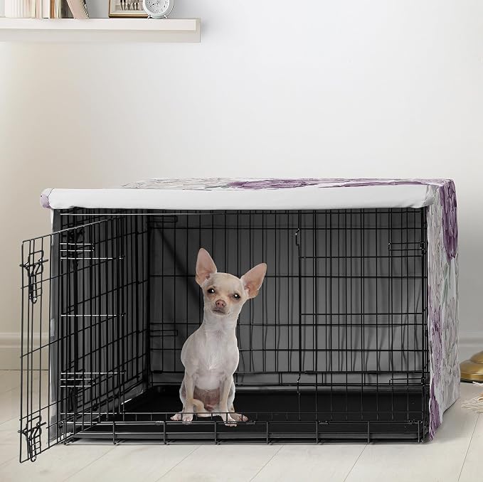 Sweet Jojo Designs 24in. Small Dog Crate Cover (Purple Boho Floral) for Girls Pet Cage, Kennel Covers (Shabby Chic, Bohemian, Vintage, Garden, Watercolor, Flower, Nature, Elegant, Pastel, Lavender) - Image 2
