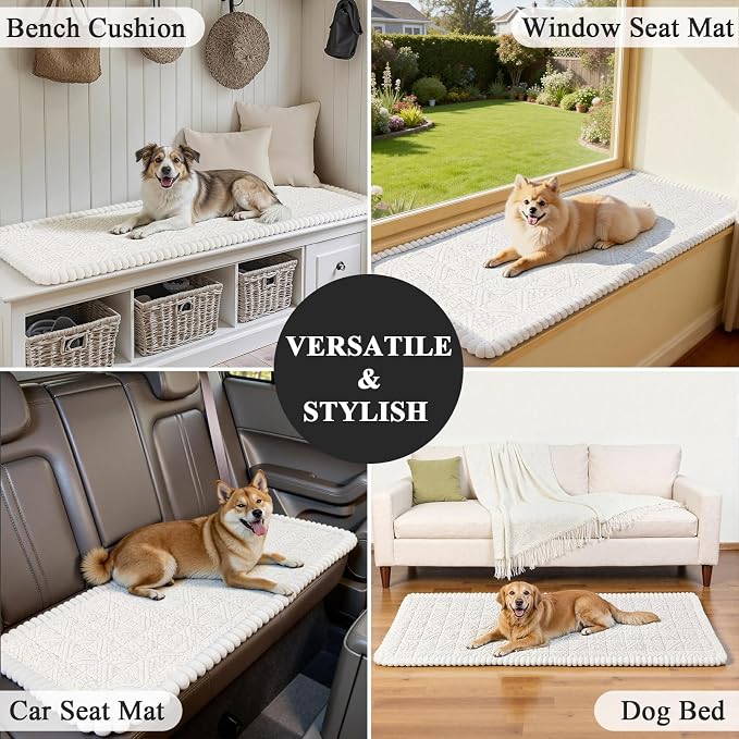 Vaukki White Pet Couch Cover for Dog, 27.6''x82.7'' Sofa Cover Protector | Washable Soft Non Slip Sofa Slipcover for 3 Cushion Couch, Fuzzy Sofa Pad Pet Friendly Dog Bed Mat for Couches - Image 5