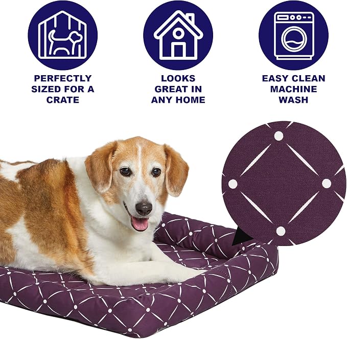 Midwest Homes for Pets 40224-PLD Quiet Time Couture Ashton Bolster Pet Bed, Medium Dog/24, Plum - Image 2