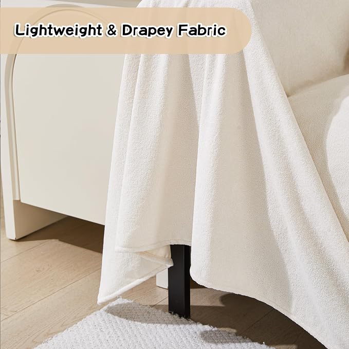 MEETSKY Couch Cover Washable for 2 Cushion Sofa, Cat Scratch Proof Furniture Protector Love Seat L Shape Couch Covers Soft Sectional Sofa Cover for Dogs Pets, 71" x 118", Creamy White - Image 6