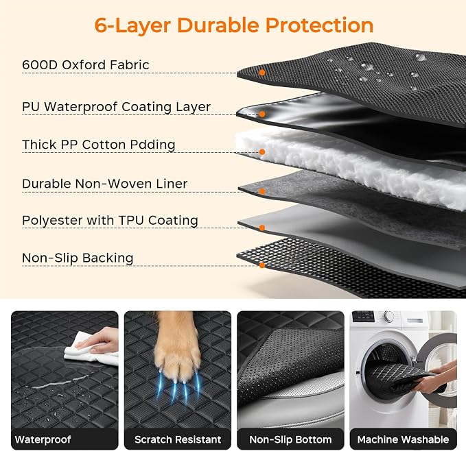 URPOWER Dog Car Seat Cover for Back Seat, Waterproof Hammock for Model Y | Easy Pet Access, Waterproof, Scratch Resistant, Mesh Window, Non-Slip, ISOFIX Anchors, Easy Care, Dog Seat Belt Included - Image 4