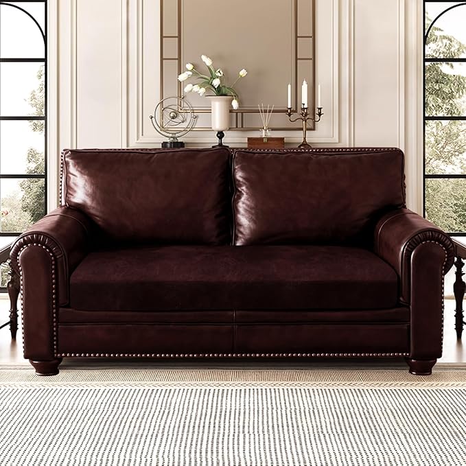 ANARACHON Leather Look Couch Cushion Covers Sofa Seat Slipcovers Sets Couches Furniture Protector for Sectional Armchair Loveseat Pets Kids Stretch Spandex Fabric (1 Cushion Loveseat, Burgundy) - Image 2