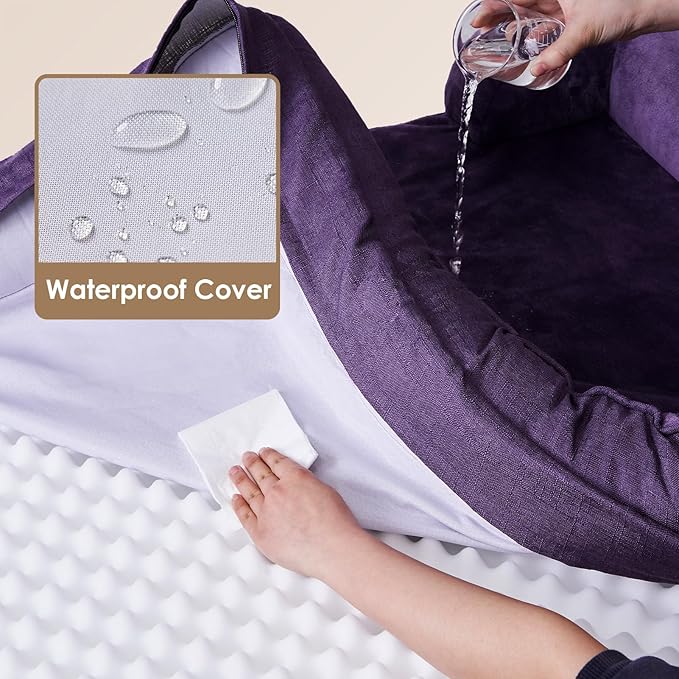 EHEYCIGA Orthopedic Extra Large Dog Bed, Waterproof Washable XL Pet Bed 44" | Non-Slip Bottom and Egg-Crate Memory Foam Big Dog Couch Bed with Washable Removable Cover, Purple, 44Inch - Image 6