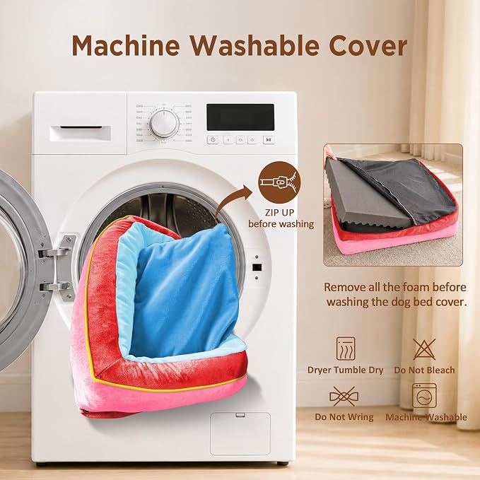 Comfort Expression Orthopedic Dog Bed for Extra Large Dogs with Bolster | Waterproof Dog Couch Bed with Washable Cover & Non-Slip Bottom, Supportive Egg Crate Foam XL Pet Bed, 42x30 Inch - Image 5