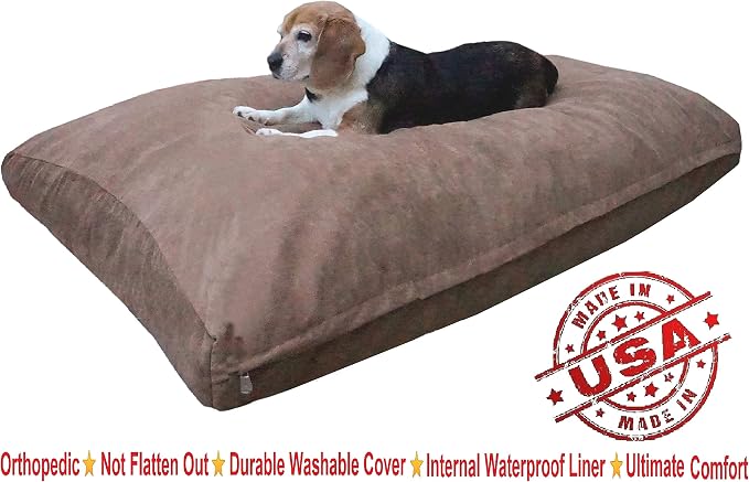 Dogbed4less XL Memory Foam Dog Bed for Medium Large Dogs with Orthopedic Comfort, Waterproof Liner and Brown Washable Pet Bed Cover 47X29 Pillow - Image 2