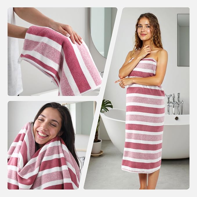 REDKISS 6-Piece Microfiber Bath Towel Set, Ultra Soft, Highly Absorbent & Quick Dry, 35x70 Inch Oversized, Pinkish red Towels for Bathroom, Spa, Gym, 2 Bath 2 Hand 2 Washcloths - - Image 8