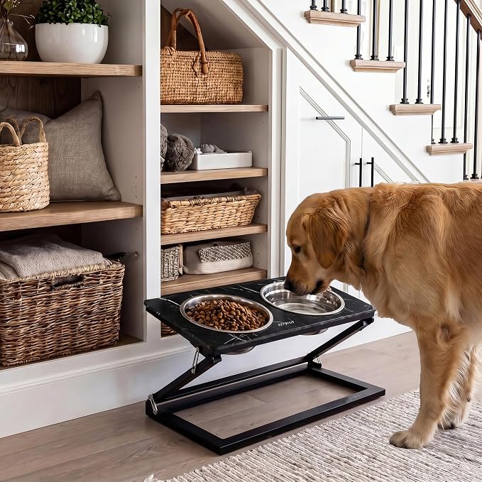 Elevated Dog Bowl, Adjustable Height and Tilt Angle Dog Bowl Stand | Precisely Adjust Height And Tilt Angle, Easy To Clean, Equipped With 2 Stainless Steel Food Bowls, Sturdy And Durable. - Image 5