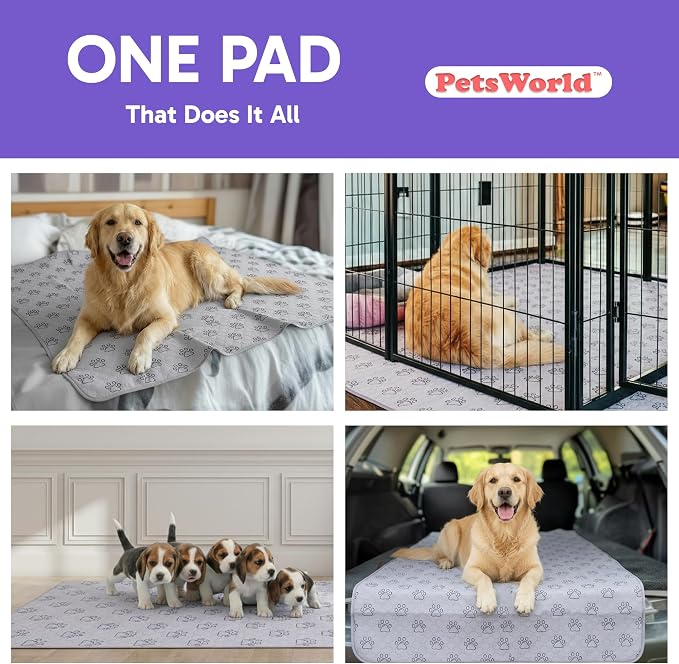PETSWORLD Washable Reusable Dog Pee Pads (Pack of 8) – 34” x 52” Extra Large Training Pads with Non- Slip Backing – Waterproof, Leakproof, Absorbent Pet Pads for Puppies & Dogs - Image 6