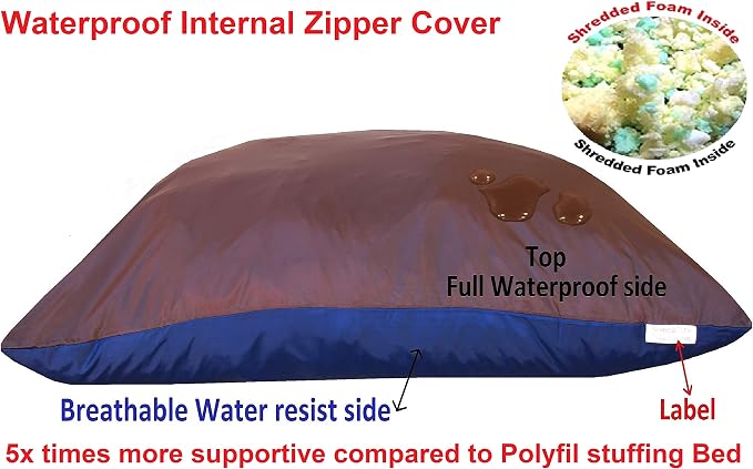 Dogbed4less XL Memory Foam Dog Bed for Medium Large Dogs with Orthopedic Comfort, Waterproof Liner and Espresso Washable Pet Bed Cover 47X29 Pillow - Image 3