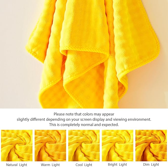 COZYART Lint Free 8 Pcs Bathroom Towels Set Ultra Soft Microfiber Yellow | Ultra Fluffy, Thick, Highly Absorbent, Fast Dry, No Shedding, No Pilling, Fade Resistant, Durable, Long-lasting - Image 6