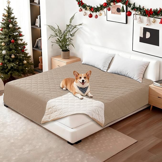 Waterproof Dog Bed Cover, Non-Slip Dog Blanket for Couch, Couch Covers for Dogs Washable, Pet Blanket for Furniture, Pet Bed Mat for Sofa, Car, Pet Supplies (68x82 Inch, Khaki) - Image 8