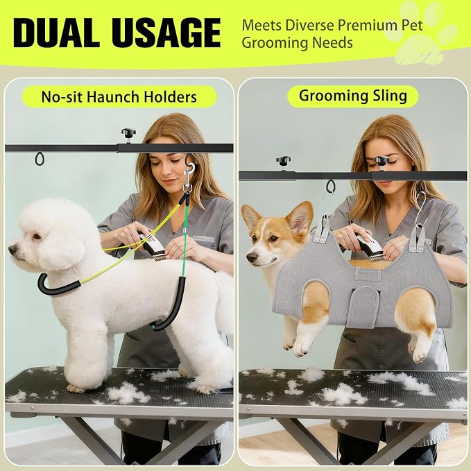 Adjustable Dog Grooming Arm for Table,Dog Grooming Arm with Clamp,32-47 Width&35 Height,Dog Grooming Table for Small Dog,Dog Grooming Station for Home Use Nail Trimming&Drying(Hammock Included) - Image 2