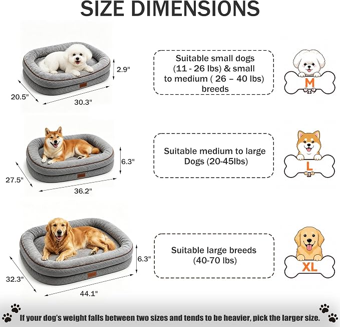 Large Dog Bed Washable with Cover Orthopedic Dog Beds Large Sized Dog with Memory and Egg Crate Foam Waterproof Pet Bed Includes Reusable Potty Pad (Dark Gray, Medium) - Image 7