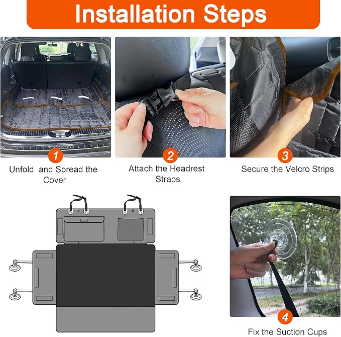 Reliadura SUV Cargo Liner for Dogs, Waterproof Trunk Cover with Bumper Flap | Brown quilted dog cargo mat with side panels, bumper flap, scratch-resistant, non-slip backing, pockets and universal fit - Image 5