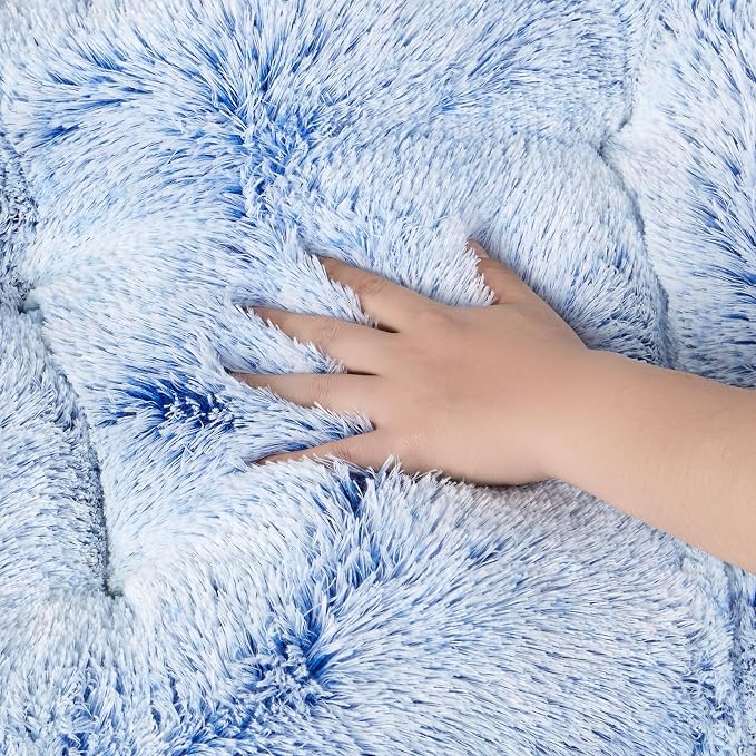 EHEYCIGA Fluffy Dog Crate Bed, Plush XX Large Dog Pillow, Blue | Xlarge Calming Anti Anxiety Plush Faux Fur Mat for Large size dogs, Washable Soft Warm Dog Pad with Non-Slip Bottom - Image 4