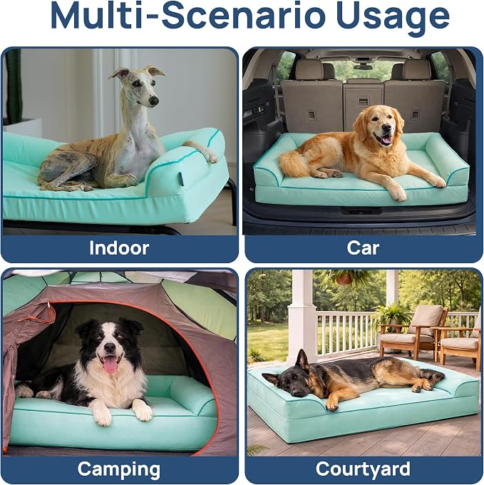 Cooling Dog Bed for Medium Dogs with Bolsters,Q-Max>0.45 Orthopedic Cool Pet Sofa Beds with Breathable Egg Crate Foam, Removable Washable Cover, Light Aqua - Image 9