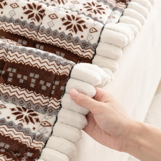 Plush Sofa Cover, Pet Couch Covers for Recliner&Chair, Sofa Covers for Pets Washable, Non-Slip Christmas Couch Cover for Dogs, Dog Couch Protecto for Christams(1PC, Dark Brown, 27.6"×27.6") - Image 3