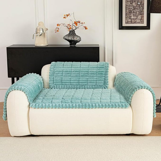 Sofa Couch Cover, Sofa Covers for Dogs Washable, Non-Slip Striped Sofa Slipcovers for Sectional Sofa, Sofa Cover Furniture Protector for L Shaped(Blue, 27.6"x 27.6") by MDSASFD