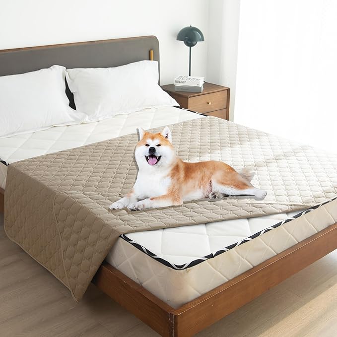 gogobunny 3X Stronger Waterproof Pet Blanket, Scratch Proof Furniture Protector for Dogs Cats, Reversible Cover 82x102 Inch, Dark Beige - Image 3