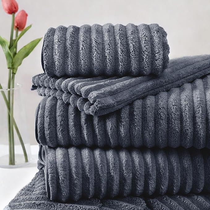 Extra Large Bath Towel Set 10 Piece, XL Bath Towels 35"x67" Oversized Bath Sheets, 280 GSM Microfiber Quick Dry Absorbent Towels, 5 Bath Sheets & 5 Hand Towels (Dark Gray) - Image 7