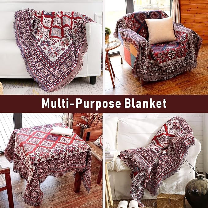 Homcosan Sofa Slipcovers Towel Reversible Couch Cover for 4 Seat Cushion Blanket Sofa Cover Bohemian Couch Slipcovers with Tassels Couch Protector for Pets, Kids （XX-Large - Image 6