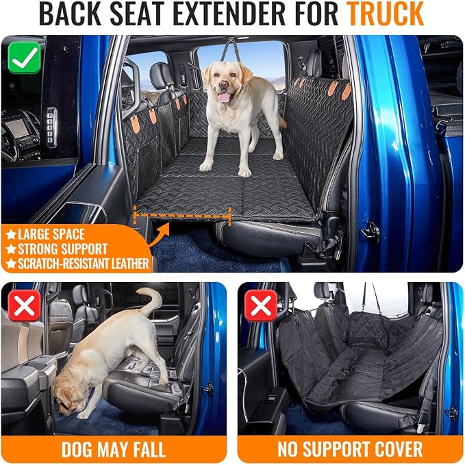 MAXFUT Dog Back Seat Extender for Truck,Truck Dog Seat Cover Back Seat,Dog Hammock for Truck,Hard Bottom Seat Extender,Pet Seat Covers for F150/RAM1500/Silverado - Image 6