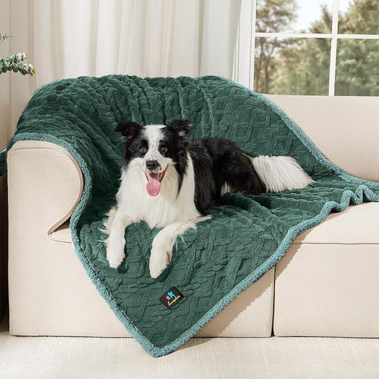 Luciphia Waterproof Dog Blanket, Reversible Sherpa Fleece for Couch Cover | Reversible waterproof pet blanket with soft Sherpa fleece; machine washable, protect couch bed car, Green-thicken 65" x 57" by luciphia