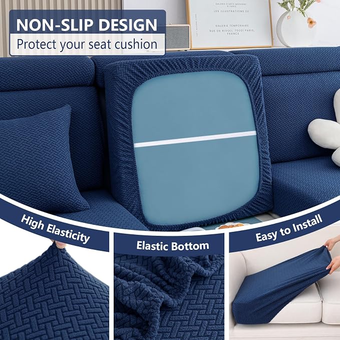 hyha Waterproof Sectional Cushion Covers, Anti Slip L Shape Sofa Cover | L Shape Sectional Fit, Wear Resistant Fabric, Anti Slip, Waterproof Protection, Pet Protector (1 Piece for Chaise) - Image 4