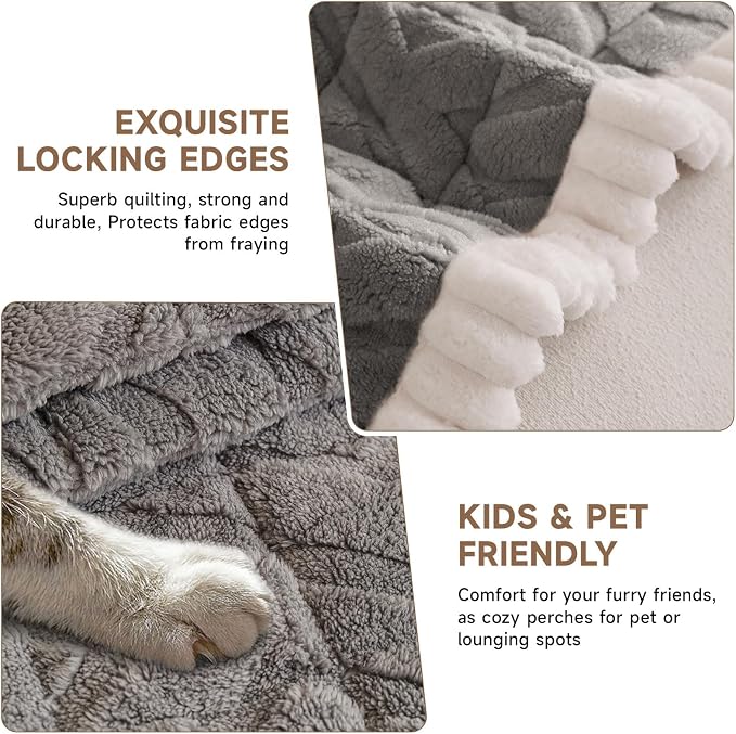 OTOB Couch Cover for Dogs Washable, Non Slip Loveseat Sofa Couch Protector | Gray, 27.6" x 47.2", Pet Friendly, All Seasons, Fuzzy, Modern Geometric Jacquard, Soft Breathable, Furniture Protector - Image 4
