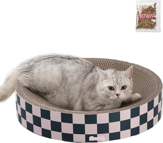 CSR1010C Nelson 20.13" Modern Cardboard Round Bowl Cat Scratcher with Catnip, Peony by THELICKERSTORE