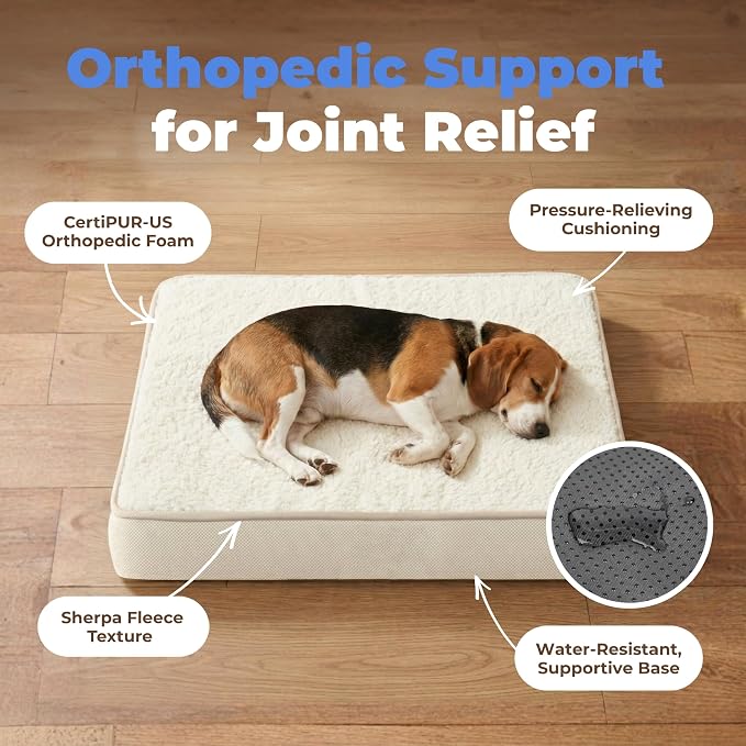 Best Pet Supplies Orthopedic Dog Bed with Memory Foam, Washable Dog Crate Mat for Small, Medium & Large Dogs, Thick Mattress for Crates, Kennels or Floor, Waterproof Pet Bed - Beige, 41 x 29 x 4 - Image 3