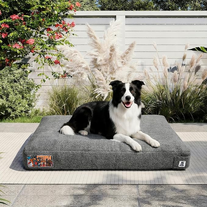 Sytopia 36 Inch Durable Indestructible Dog Beds for Large Dogs, Chew Proof Pet Crate Pad with Machine Washable Removable Cover, Great for Indoor, Outdoor, Crate, Patio Use, Grey by Sytopia