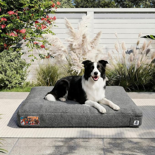 36 Inch Durable Dog Beds for Large Dogs, Proof Waterproof Pet Crate Pad with Machine Washable Removable Cover, Great for Indoor, Outdoor, Crate, Patio Use, Gray by Sytopia