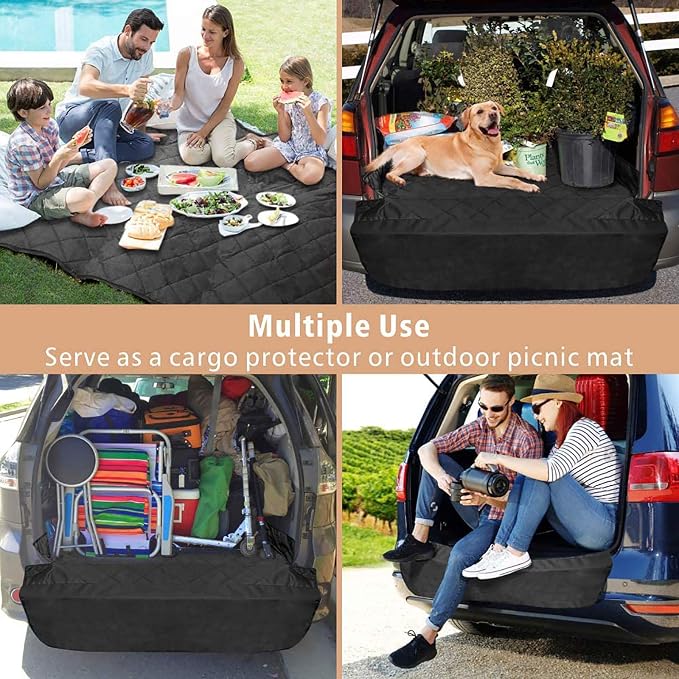 F-color SUV Cargo Liner for Dogs - Heavy Duty Cargo Cover for Mid-Size SUVs | Water Resistant, Bumper Flap, Non-Slip Mat, Car Trunk Dog Car Seat Cover Prevents Scratches Pet Hair Mud Dirt for Sedans Vans - Image 6