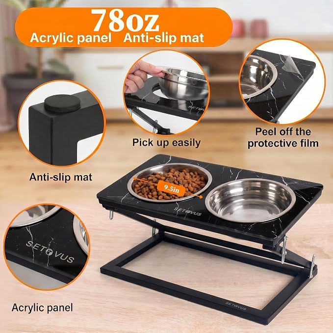 Elevated Dog Bowl, Adjustable Height and Tilt Angle Dog Bowl Stand | Precisely Adjust Height And Tilt Angle, Easy To Clean, Equipped With 2 Stainless Steel Food Bowls, Sturdy And Durable. - Image 2