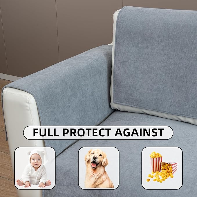 Couch Cover Sectional Couch Covers Non Slip Sofa Covers Washable for 3 Cushion Couch L Shaped Couch Protector Sofa Slipcovers for Kids Dogs Pets,Chenille,Light Gray,36''x36''(Only 1 Piece) - Image 6