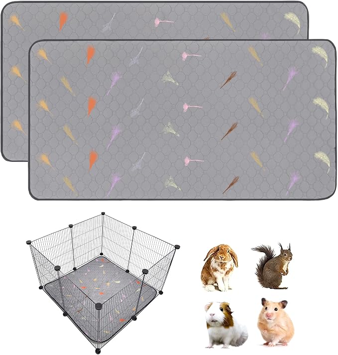 2Pcs Guinea Pig Cage Liners,Guinea Pig Fleece Cage Liners28''X28'' Super Absorbent Washable Pee Pads Reusable for Rabbit Hamster Chinchilla by LWYMX