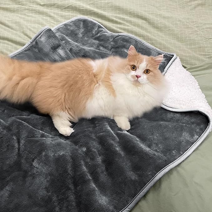 Waterproof Blanket for Bed Couch Sofa, Soft Liquid Pee Proof Pet Blanket for Dog Puppy Cat, Reversible Sherpa Fleece Furniture Protector (Dark Grey, 30x40 inches) - Image 2