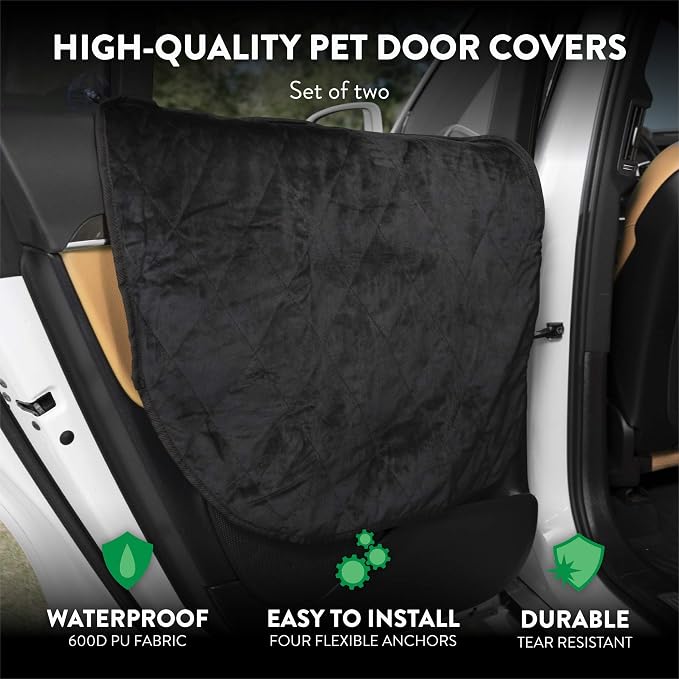 Plush Paws Products Velvet Car Door Protector | Washable & Waterproof Interior Door Cover for Car, Truck, & SUV | One Size Fits Most Nonslip, Tear Resistant Door Guard | Set of 2 Charcoal - Image 2