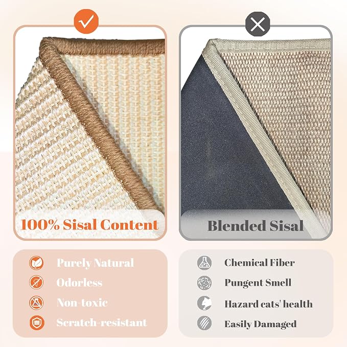 CHEERHOME PETS Sisal Cat Scratcher Ramp for Indoor Cats, 24.8" L Shape Cat Scratching Post Climbing Vertical Cat Scratch Pad, Solid Wooden Cat Furniture(Standard) - Image 6