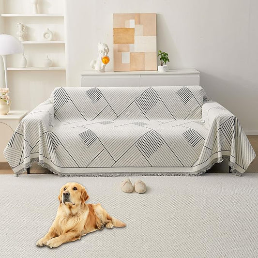 HAOMAIJIA Non Slip Couch Cover Sofa Covers for 2 Cushion Couch Washable sectional Couch Covers for Dogs pet Furniture Protector Couch Cover Blanket for Living Room (CQ-Black/Grey, 71"x102") by HAOMAIJIA