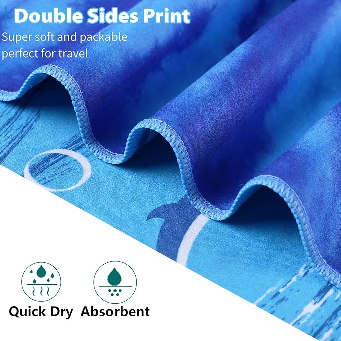 TwoYek Microfiber Beach Towel Extra Large 71x32 inches Blue Tie Dye Print | Thin Lightweight, Sand Free, Super Absorbent Quick Dry, Oversized for Travel Pool Swim Bath Accessories Vacation Essentials - Image 7