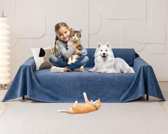 Loiion Cat Scratch Proof Furniture Protector Waterproof Sofa Cover 150"x71" | Pet-Friendly Couch Protector, Anti-Scratch & Anti-Slip Sofa Cover For Cats Dogs Kids, Machine Washable by Loiion