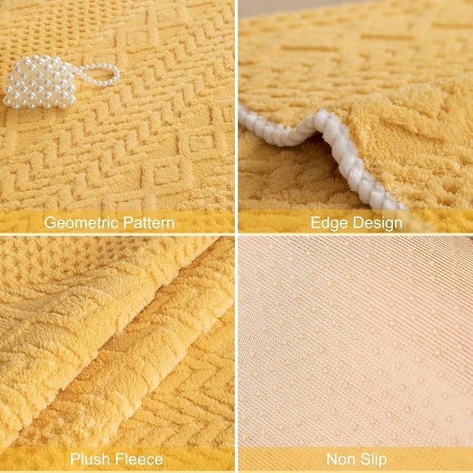 vctops Cable Jacquard Plush Sofa Couch Covers Boho Fuzzy Couch Cover for Dogs Soft Non Slip Sectional Sofa Slipcover Thick Warm Washable Furniture Protector for Kids, Pets (Yellow,36"x63") - Image 7