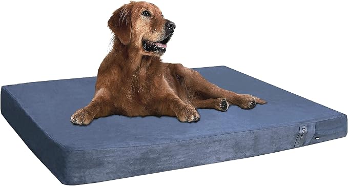 Dogbed4less Orthopedic Gel Memory Foam Pet Dog Bed, Waterproof Liner with External Microsuede Cover and Bonus Antislip Cover (Microsuede Gray, 47"X29"X4" Inches) by Dogbed4less