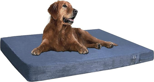 Dogbed4less Orthopedic Gel Memory Foam Pet Dog Bed, Waterproof Liner with External Microsuede Cover and Bonus Antislip Cover (Microsuede Gray, 47"X29"X4" Inches) by Dogbed4less