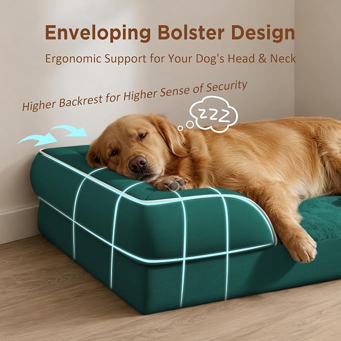 Comfort Expression Orthopedic Dog Bed for Medium Size Dog with Bolster | Waterproof Dog Couch Bed with Washable Cover & Non-Slip Bottom, Supportive Egg Crate Foam Medium Pet Bed, 28x19 Inch - Image 3