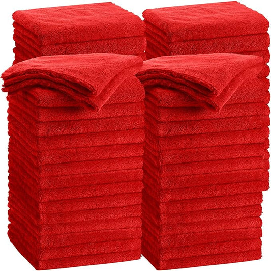 Shimeyao 30 Pcs 16 x 16 Inch Edgeless Microfiber Plush Towels for Cars Detailing Drying Wash Polishing Absorbent Cleaning Cloths, 500 GSM (Red) by Shimeyao